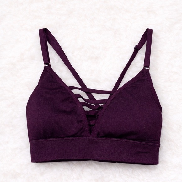 Victoria's Secret Other - Victoria Sport Strappy Plum Purple Sports Bra Size Small Athleisure Yoga Gym